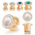 fttscpco rose gold pvd steel flesh tunnel synthetic opal