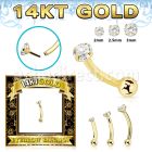 gbnbz 14k gold threadless push pin banana 16g cz ball