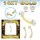 gbnfaz 14k gold banana 16g cz threadless push pin top