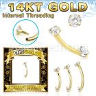 gbnfazi 14k gold banana 16g cz internally threaded top