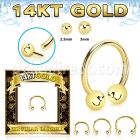 gcbb 14k gold threadless push pin circular barbell 16g balls