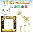 gglbo 18k gold threadless push pin labret 16g cabochon