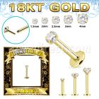 gglbz 18k gold threadless push pin labret 16g cz