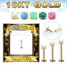 gilbo 10k gold labret w thread less top w synthetic opal
