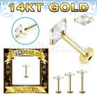 glbzmq 14k gold labret prong set cz stone marquise
