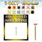 gnbqm1 14k gold nose bone 22g square color cz