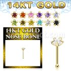 gnbsc1 14k gold nose bone cz star 1pcs
