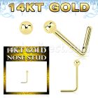 gnsb1 14k gold nose stud 22g a plain ball top