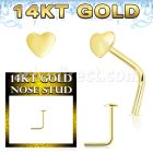 gnsht 14k gold nose stud 22g plain heart