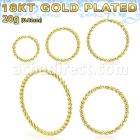 gpselw20 18k gold plated silver seamless ring 20g twisted