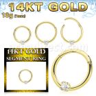 gsegh18z2 14k gold hinged segment ring 18g prong set cz