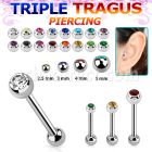 hexdc piercing tragus triple acero 316l bola 3mm bola joya bisel 2 5mm 5mm distribuidor mayorista
