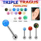 hexiop piercing tragus triple acero 316l bola opalo 3mm bola acero lisa 3mm inferior venta