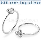 hptsv silver seamless nose ring triple balls top