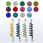 intdfr5 barbell industrial espiral acero quirurgico anodizado bolas 5mm multi cristal ferido al por mayor