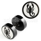 ipls12 plug falso anodizado negro logo escorpion rayado laser lado 8mm venta