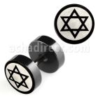 ipls13 plug falso acero quirurgico anodizado negro logo estrella david rayado laser lado 8mm distribuidor mayorista