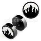 ipls4 plug falso acero quirurgico anodizado negro logo llamas rayado laser lado 8mm distribuidor