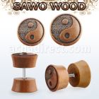 iplswa plug falso madera sawo barra acero quirurgico logo yin yang rayado laser mayorista