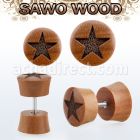iplswf plug falso madera sawo barra acero quirurgico logo estrella rayado laser al por mayor