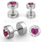 ipmcrh plug falso acero quirurgico brillo espejo corazon multi cristal 8mm 10mm distribuidor mayorista