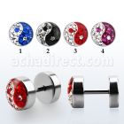 ipmcryy plug falso acero quirurgico brillo espejo ying yang multi cristal plana venta