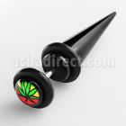 ivtpl6 expansor falso acrilico negro logo marihuana tres colores rasta anillos goma 8mm venta