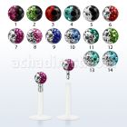 lbifr3e labret bio flexible transparente bola multi cristal ferido 3mm presion acero 316l colores venta