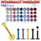 lbtc25 labret acero 316l anodizado rosca interna 2 5mm cristal bisel venta