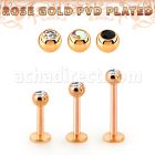 lbttc3 labret acero 316l pvd oro rosa bola joya bisel 3mm distribuidor