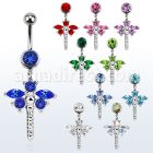 mcd008d piercing ombligo acero quirurgico bola joya bisel 8mm libelula cristal las alas 10mm venta