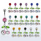 mcd361 piercing ombligo acero quirurgico bola joya 8mm par manzazas cristal s 10mm venta