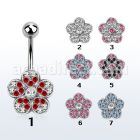 mcd378 piercing ombligo acero quirurgico flor cristal colores 10mm mayorista