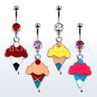 mcd412 piercing ombligo acero quirurgico bola joya bisel 8mm cono helado pintado colgado 10mm al por mayor