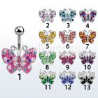 mcd448 piercing ombligo acero quirurgico mariposa cristal ferido mayorista