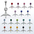 mcd463 piercing ombligo acero quirurgico bola joya bisel 8mm pajaro liso cristal colgado 10mm venta