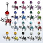 mcd467 piercing ombligo acero quirurgico bola joya bisel 8mm elefante cristal colgado 10mm distribuidor mayorista