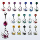mcd472 piercing ombligo acero quirurgico bola joya bisel 8mm cisne cristal colgado 10mm distribuidor