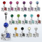 mcd478 piercing ombligo acero quirurgico bola joya bisel 8mm elefante cristal espalda colgado 10mm distribuidor