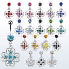 mcd500 piercing ombligo acero quirurgico bola joya bisel 8mm flor alambre cristal 10mm mayorista