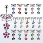 mcd570 piercing ombligo acero quirurgico mariposa accesorios flores cristal 10mm mayorista