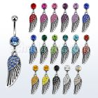 mcd607x piercing ombligo acero quirurgico bola joya bisel 8mm ala pajaro cristal 10mm mayorista