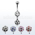 mcd626xa piercing ombligo acero quirurgico bolas 5 8mm doble joya bisel bola 8mm multi cristal puntos 10mm venta