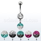 mcd626xe piercing ombligo acero quirurgico bolas 5 8mm doble joya bisel bola 8mm multi cristal ferido colores 10mm venta