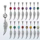 mcd653 piercing ombligo acero quirurgico bola joya bisel 8mm ala pajaro color plateado liso colgado 10mm venta