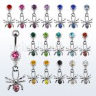 mcd673 piercing ombligo acero quirurgico bola joya bisel 8mm arana cristal 10mm al por mayor