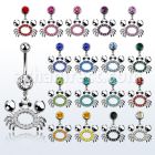 mcd679 piercing ombligo acero quirurgico bola joya bisel 8mm cangrejo cristal colgado 10mm al por mayor