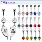 mcd686 piercing ombligo acero quirurgico bola joya bisel 8mm colgante best friends 10mm venta