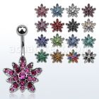 mcd692 piercing ombligo acero quirurgico flor cristal inferior al por mayor