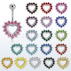 mcd708 316l steel belly banana 14g 1.6mm with lower big crystal heart lowe part is made from silver plated brass distribuidor